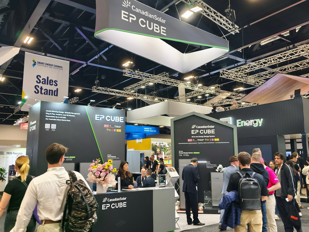EP Cube exhibition booth at the Smart Energy Conference & Exhibition 2026, featuring Canadian Solar's energy storage systems